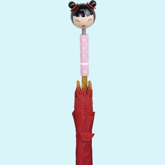 NWT Vilac Amako Kids Umbrella /Kawaii Japan-Inspired  /Made in France /Red 70 cm - Picture 1 of 3